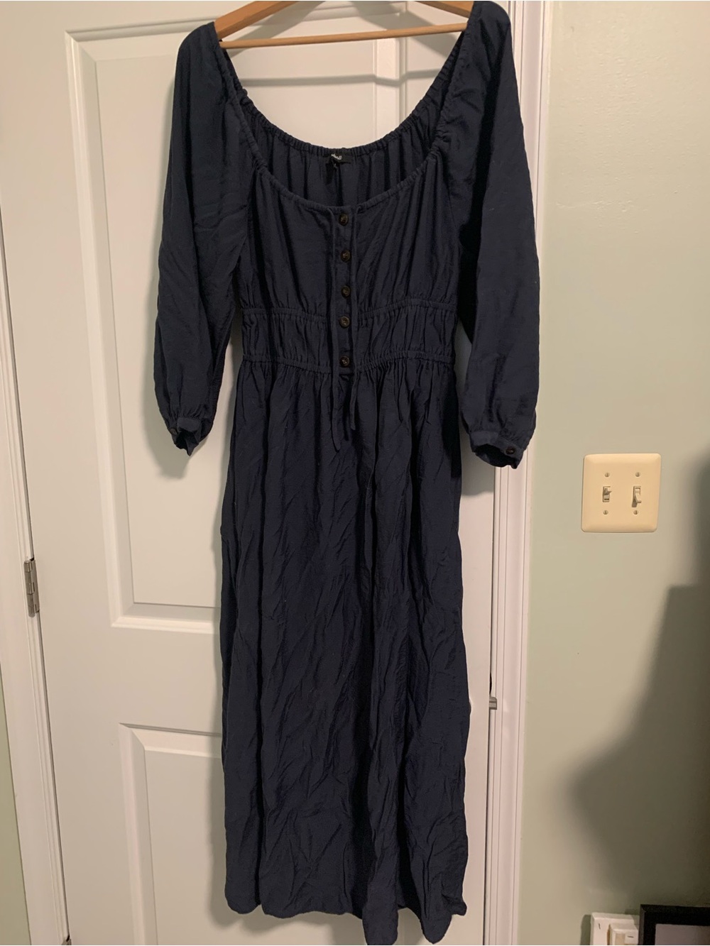 Madewell Navy Button-Front Maxi Dress